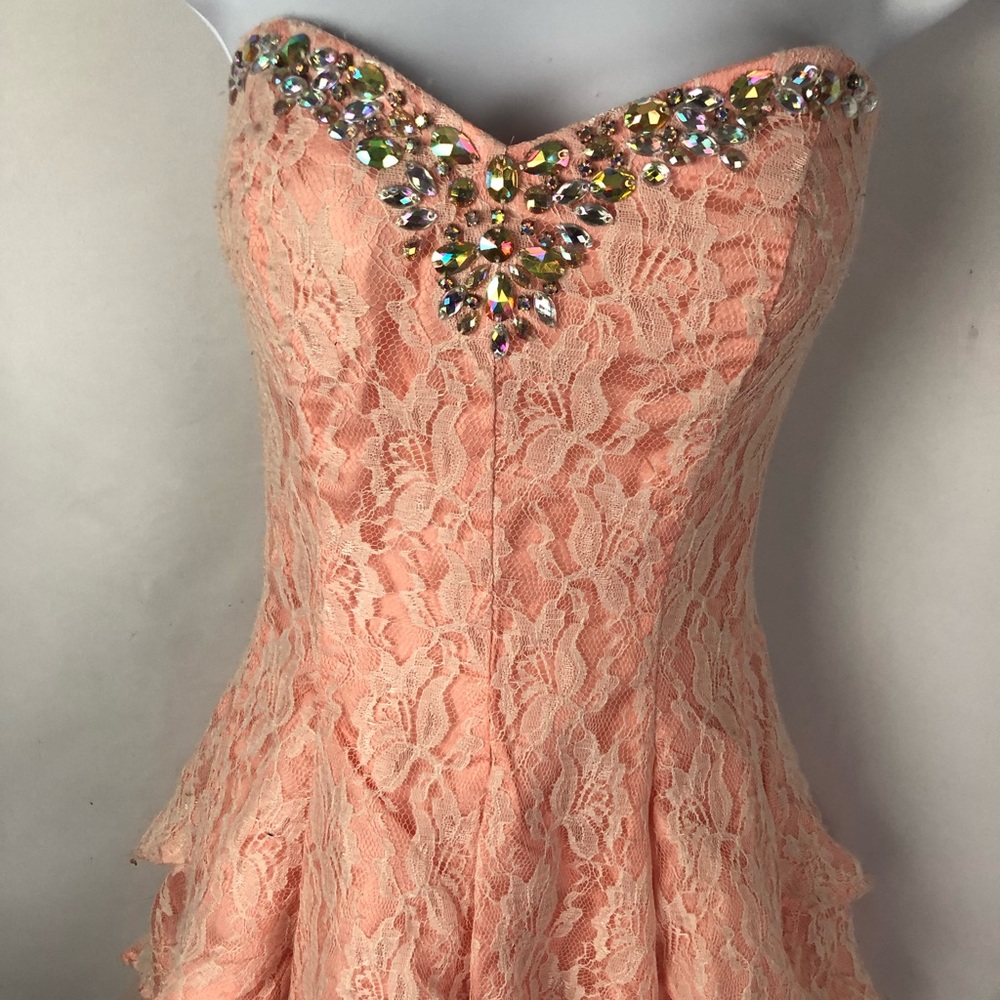 Strapless Rhinestone flower Dress - Picture 2 of 9